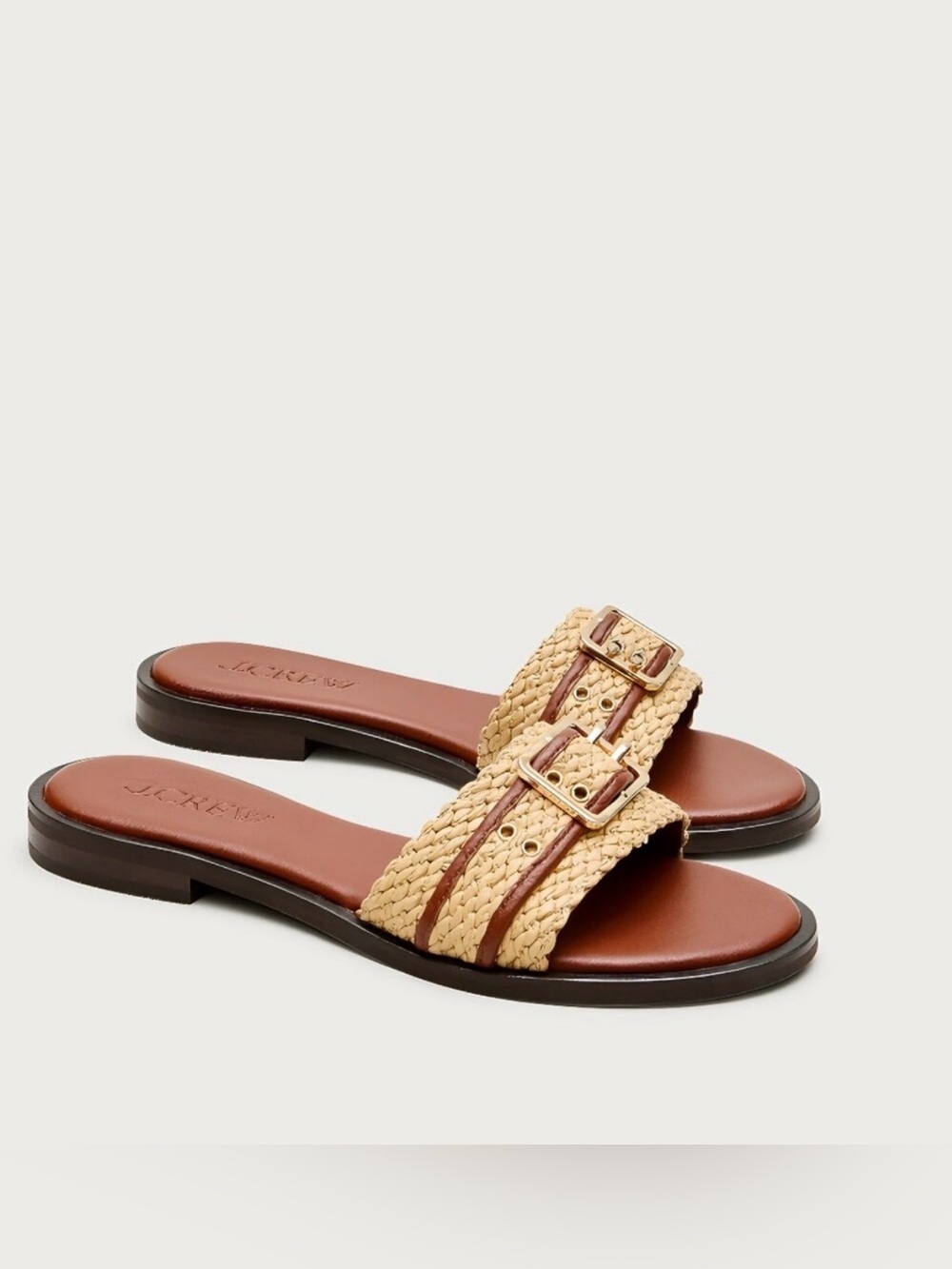 J.Crew Belted Woven Strap Sandals NWT English Saddle Natural Size 8